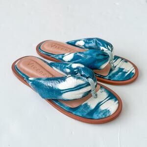 Anthropologie Puffy Flip-Flop Sandals 39/8 Vicenza Alexia Blue Tie Dye
